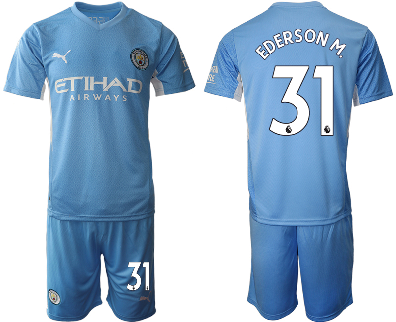 Men 2021-2022 Club Manchester City home Light blue #31 Soccer Jersey->manchester city jersey->Soccer Club Jersey